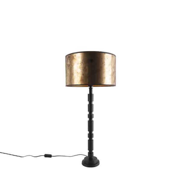 Art Deco Tischlampe schwarz mit Bronzeschirm 35 cm - Torre