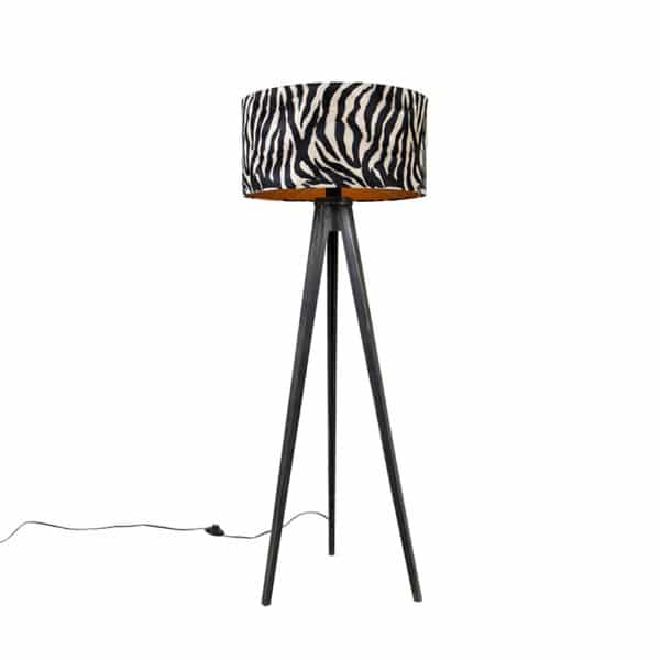 Stehlampe Stativ schwarz mit Schirm Zebra 50 cm - Tripod Classic