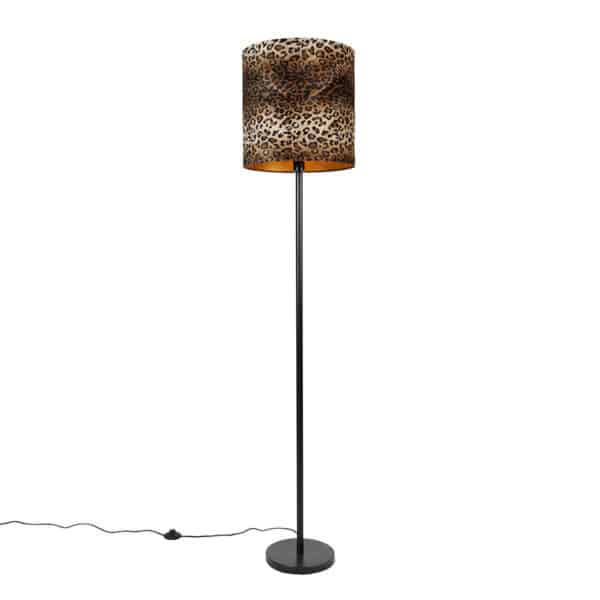 Stehlampe schwarzer Schirm Leopard Design 40 cm - Simplo