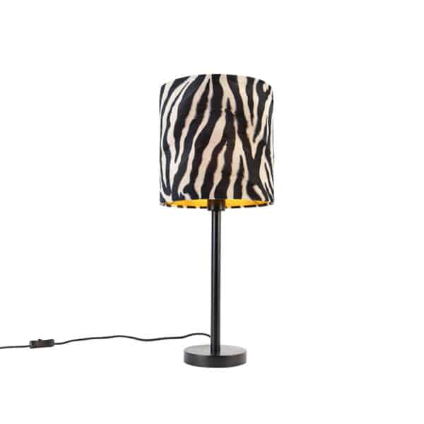 Moderne Tischlampe schwarz mit Schirm Zebra 25 cm - Simplo