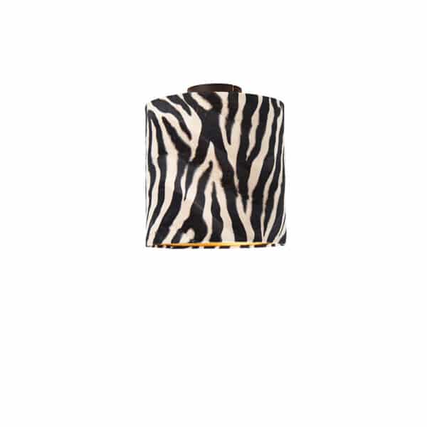 Deckenleuchte mattschwarzer Samtschirm mit Zebradesign 25 cm - Combi