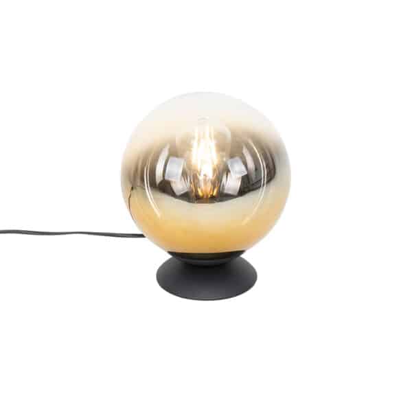 Art Deco Tischlampe schwarz mit Goldglas - Pallon