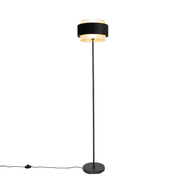 Moderne Stehlampe Schwarz mit Gold - Elif