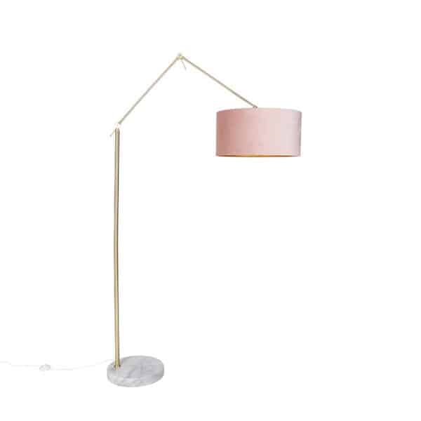 Moderne Stehlampe Gold Samtschirm Rosa 50 cm - Editor