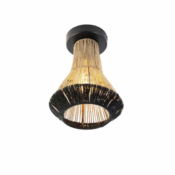 Ländliche Deckenlampe schwarz mit Seil 19 cm - Jenthe