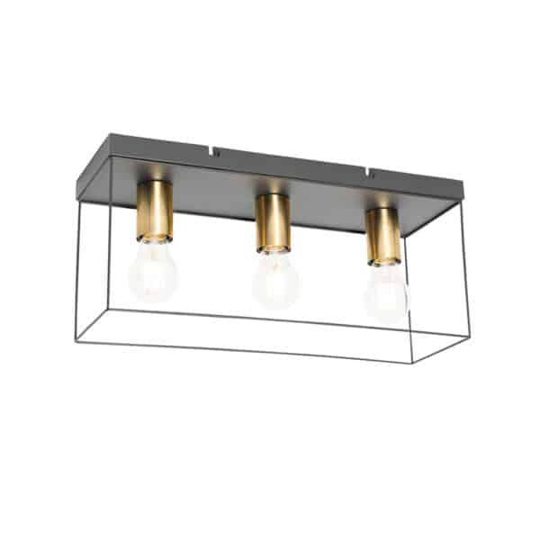 Minimalistische Deckenlampe schwarz mit goldenem 3-Licht - Kodi