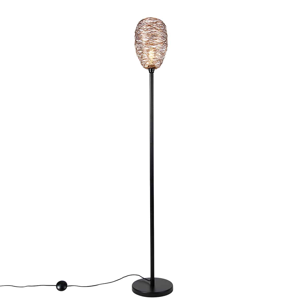 Design vloerlamp zwart met koper 30 cm - Sarella