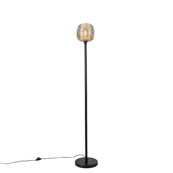 Design vloerlamp zwart met goud 20 cm - Sarella