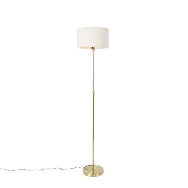Stehlampe verstellbar gold mit Boucle-Schirm weiß 35 cm - Parte