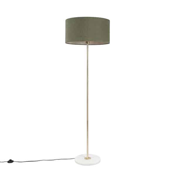 Messing Stehlampe mit grünem Schirm 50 cm - Kaso