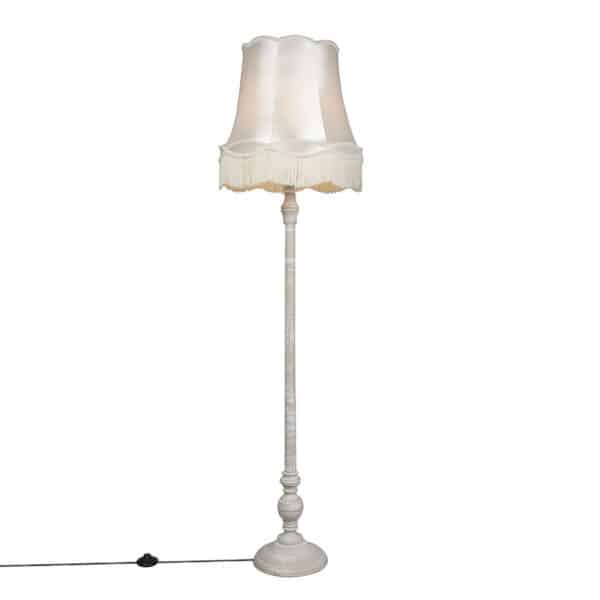 Graue Stehlampe mit Granny-Lampenschirm Creme - Classico