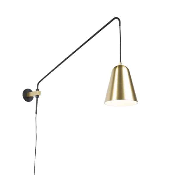 Retro Wandleuchte Gold / Messing mit Schirm - Demi