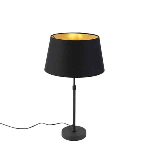 Tischlampe schwarz mit Schirm schwarz mit Gold 35 cm - Parte