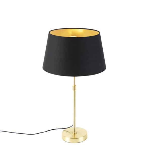 Tischlampe Gold / Messing mit Schirm schwarz mit Gold 32 cm - Parte