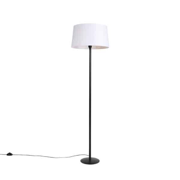 Schwarze Stehlampe mit Leinenschirm weiß 45 cm - Simplo