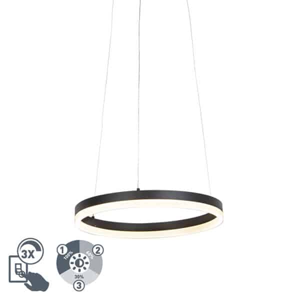 Design-Ring-Hängelampe schwarz 40 cm inkl. LED und Dimmer - Anello